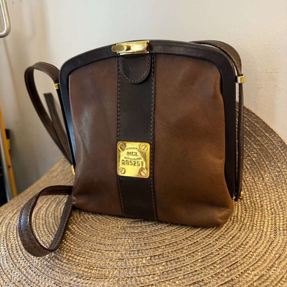 HCL vintage classic leather crossbody bag in brown and black.